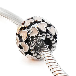 PANDORA Abundance of Love Sterling Silver Heart Bead With 14K Gold & Pink Enamel