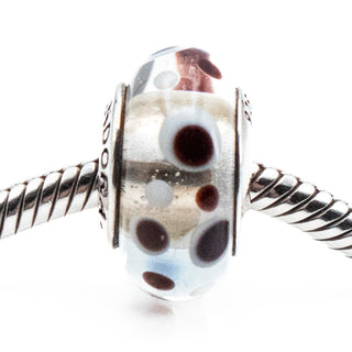 PANDORA Retired White Bubbles Murano Glass Bead Sterling Silver Charm