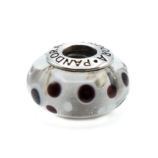 PANDORA Retired White Bubbles Murano Glass Bead Sterling Silver Charm