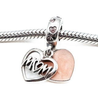 PANDORA Mom Script Heart Dangle Sterling Silver Charm