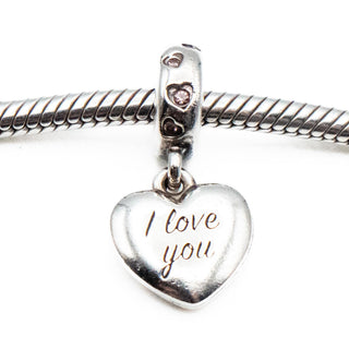 PANDORA Mom Script Heart Dangle Sterling Silver Charm