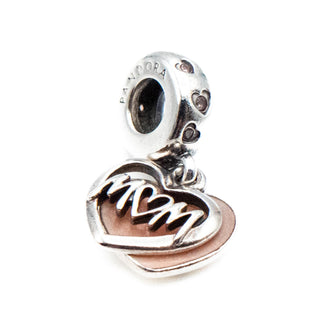 PANDORA Mom Script Heart Dangle Sterling Silver Charm