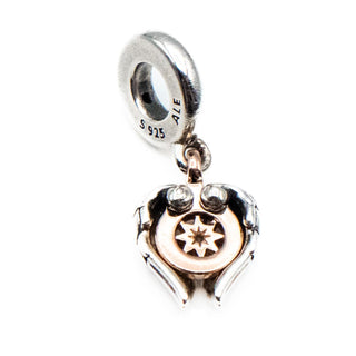 PANDORA Rare Rose Celestial Compass Angel Wings Dangle