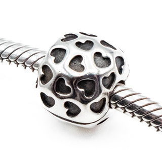 PANDORA Retired Showered With Love Sterling Silver Clip Charm With Hearts