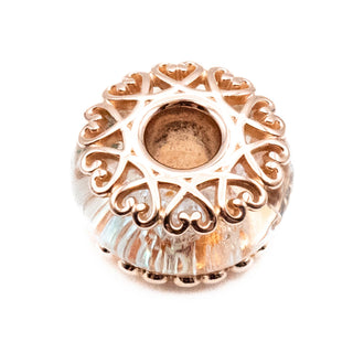 PANDORA Rose Rare Retired Iridescent White Murano Glass Charm
