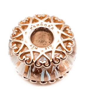 PANDORA Rose Rare Retired Iridescent White Murano Glass Charm