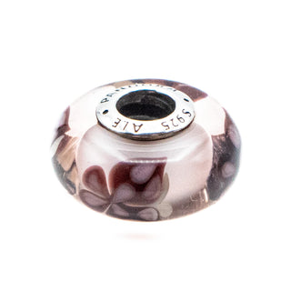 PANDORA Retired Pink Butterfly Kisses Murano Glass Bead Sterling Silver Charm