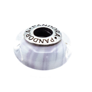PANDORA Lavender Candy Stripes Murano Glass Sterling Silver Charm