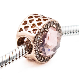PANDORA Rose™ Retired Radiant Hearts Charm with Blush Pink Crystal