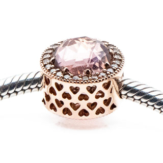 PANDORA Rose™ Retired Radiant Hearts Charm with Blush Pink Crystal