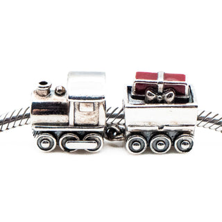 PANDORA Rare Retired Christmas Train Sterling Silver Charm With Red Enamel