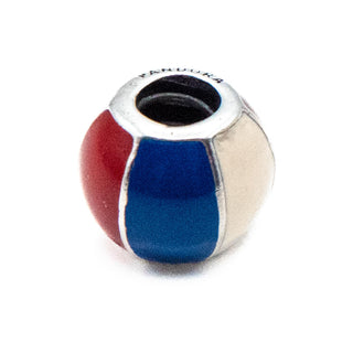 PANDORA Retired Beach Ball Sterling Silver Charm With Red White Blue Enamel