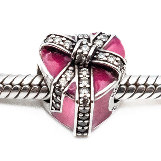 PANDORA Retired Gift of Love Heart Sterling Silver Charm