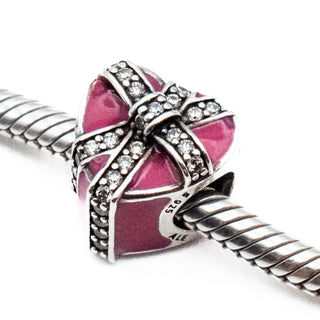 PANDORA Retired Gift of Love Heart Sterling Silver Charm