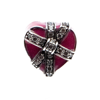 PANDORA Retired Gift of Love Heart Sterling Silver Charm