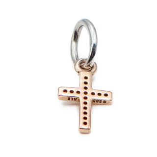 PANDORA Rare Retired 14K Rose Gold Symbol of Faith Cross Religious Dangle Charm