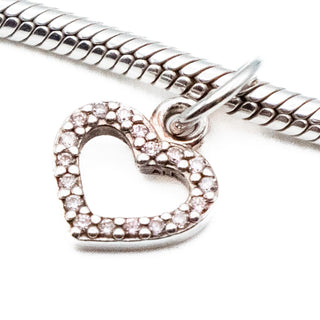PANDORA Retired Heart Pendant Sterling Silver Dangle Charm