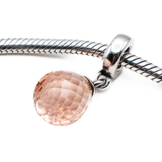 PANDORA Retired Fascinating Beauty Faceted Pink Murano Glass Dangle Charm