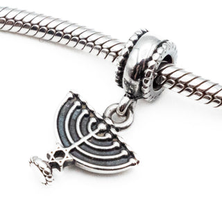 PANDORA Retired Menorah Religious Dangle Bead Sterling Silver Charm