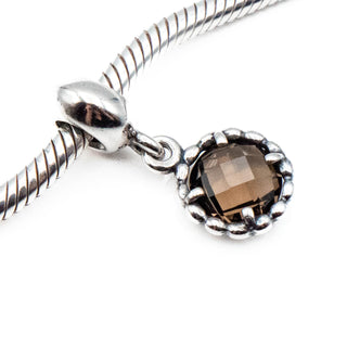 PANDORA Retired Sterling Silver Autumn Breeze Dangle Bead with Smoky Topaz