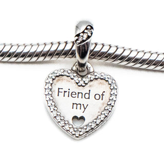 PANDORA Retired Hearts of Friendship Sterling Silver Dangle Charm