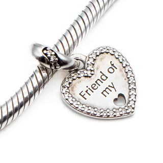 PANDORA Retired Hearts of Friendship Sterling Silver Dangle Charm