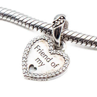 PANDORA Retired Hearts of Friendship Sterling Silver Dangle Charm