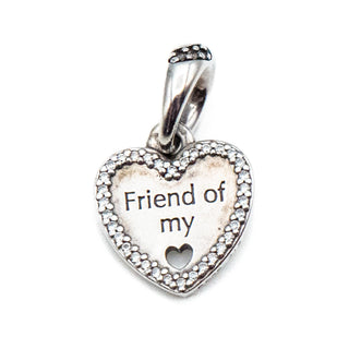 PANDORA Retired Hearts of Friendship Sterling Silver Dangle Charm