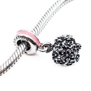 PANDORA Retired Everlasting Pink Bouquet Celebration Dangle Charm