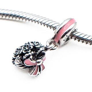 PANDORA Retired Everlasting Pink Bouquet Celebration Dangle Charm