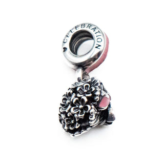 PANDORA Retired Everlasting Pink Bouquet Celebration Dangle Charm