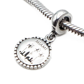 PANDORA Rare Retired Miami Travel Vacation Sterling Silver Dangle Charm