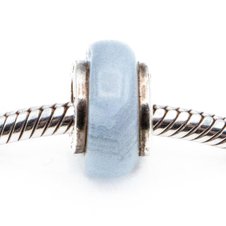 Genuine Blue Lace Agate Charm With Sterling Silver Core