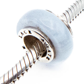 Genuine Blue Lace Agate Charm With Sterling Silver Core
