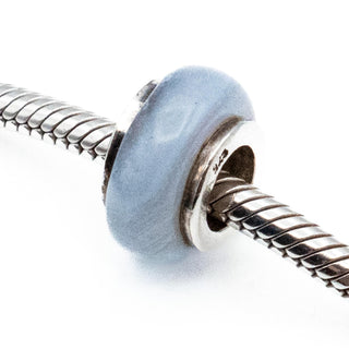 Genuine Blue Lace Agate Charm With Sterling Silver Core