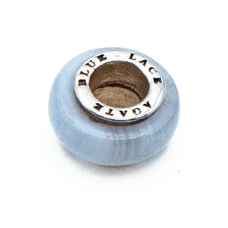 Genuine Blue Lace Agate Charm With Sterling Silver Core