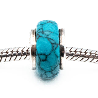 Genuine Turquoise Charm With Sterling Silver Core