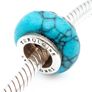 Genuine Turquoise Charm With Sterling Silver Core