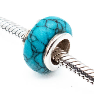 Genuine Turquoise Charm With Sterling Silver Core