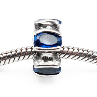 Sapphire Blue Crystal Sterling Silver Spacer Charm