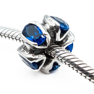 Sapphire Blue Crystal Sterling Silver Spacer Charm