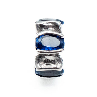 Sapphire Blue Crystal Sterling Silver Spacer Charm