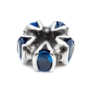 Sapphire Blue Crystal Sterling Silver Spacer Charm