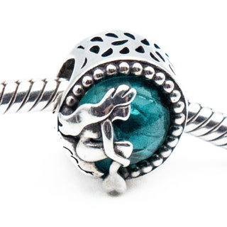 Mermaid Sterling Silver Charm Bead With Green Crystal