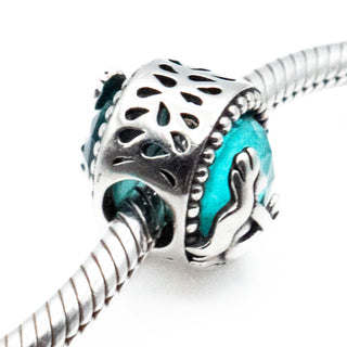 Mermaid Sterling Silver Charm Bead With Green Crystal