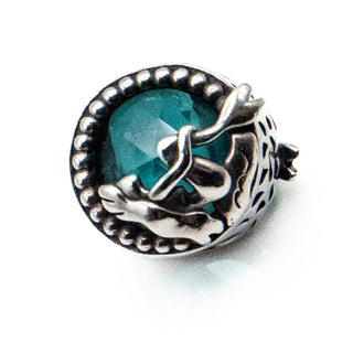 Mermaid Sterling Silver Charm Bead With Green Crystal