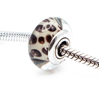 PANDORA RARE Snow Leopard Murano Glass Charm With Sterling Silver Core