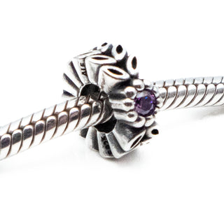 PANDORA Twice As Nice Sterling Silver Spacer Charm With Purple Cubic Zirconia