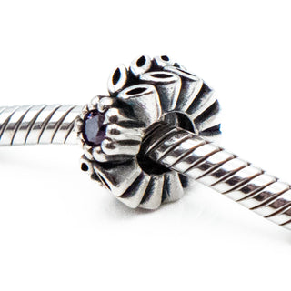PANDORA Twice As Nice Sterling Silver Spacer Charm With Purple Cubic Zirconia