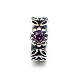 PANDORA Twice As Nice Sterling Silver Spacer Charm With Purple Cubic Zirconia